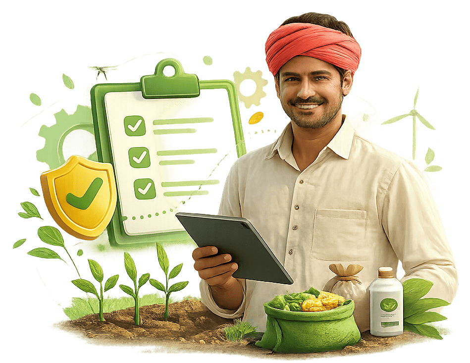 Farmer reviewing a farm management checklist on a tablet